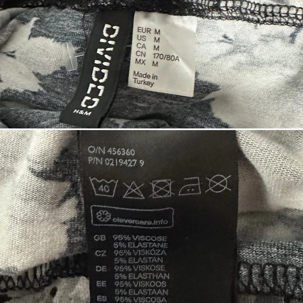 H&M Black White Floral Split Leg Maxi Skirt Women’s Size Medium Whimsigoth Fairy